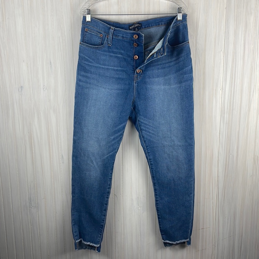 J CREW MERCANTILE HIGHEST RISE RAW HEM BUTTON FLY JEANS PLUS SIZE 32